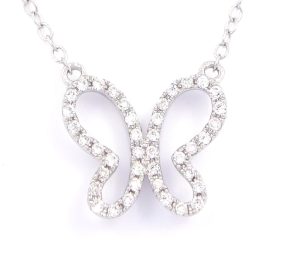 The Butterfly Outline Diamond Necklace-Pendant