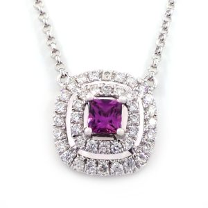 Amethyst White Gold 0.31 Ct Diamond Necklace