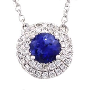 0.11 Ct White Gold Sapphire Diamond Necklace