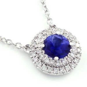 0.11 Ct White Gold Sapphire Diamond Necklace