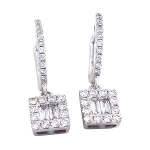 Brincos de diamante de ouro branco de 0.64 quilates