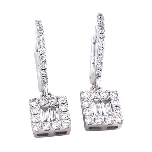 18K White Gold 0.64 Cts Diamond Earrings