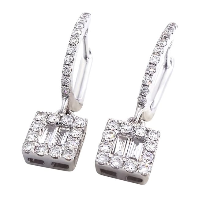 18K White Gold 0.64 Cts Diamond Earrings