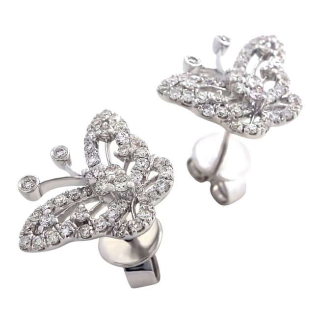 0.57 Cts White Gold Butterfly Diamond Earrings