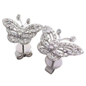 0.57 Cts White Gold Butterfly Diamond Earrings