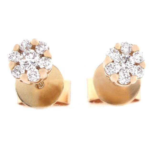 18K Rose Gold Stud Diamond Earrings