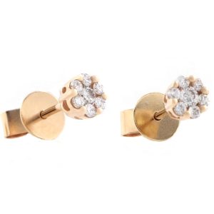 18K Rose Gold Stud Diamond Earrings