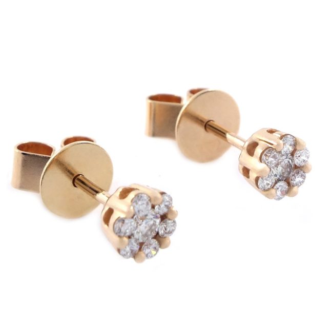 18K Rose Gold Stud Diamond Earrings