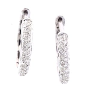 0.37 Ct 18K White Gold Latch Back Diamond Earrings