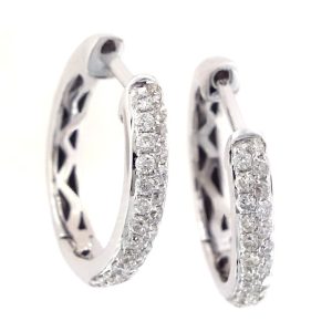 0.37 Ct 18K White Gold Latch Back Diamond Earrings