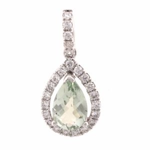 0.68 Cts Green Amethyst 0.23 Cts Diamond Pendant