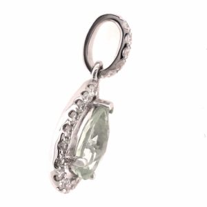 0.68 Cts Green Amethyst 0.23 Cts Diamond Pendant