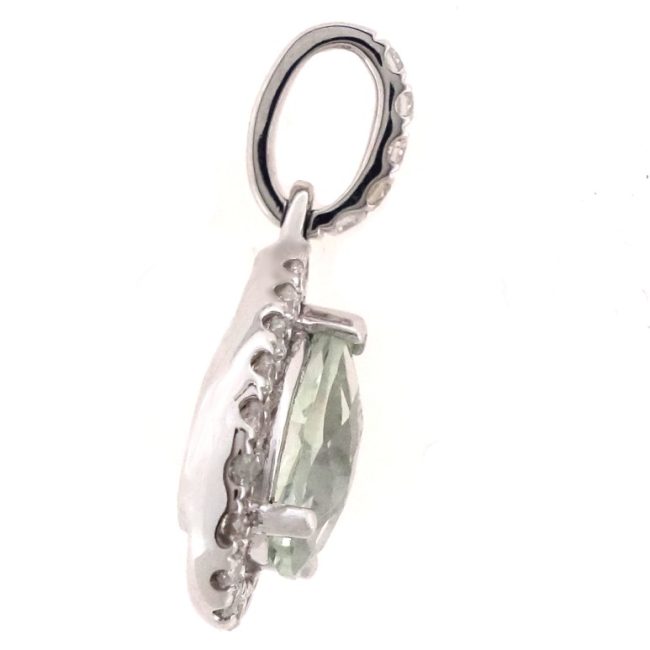 0.68 Cts Green Amethyst 0.23 Cts Diamond Pendant