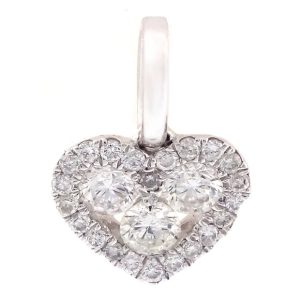 0.34 Carats 18K White Gold Heart Diamond Pendant