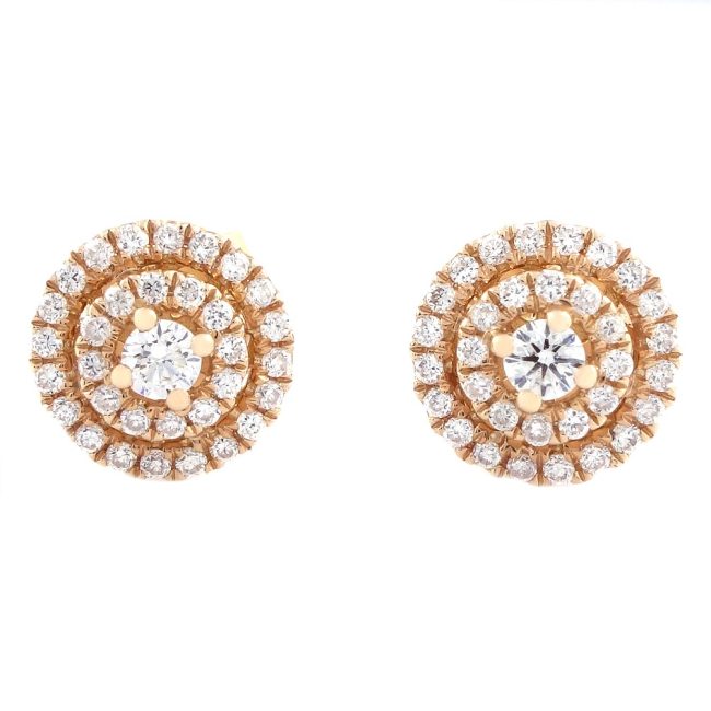 0.34 Ct 18K Rose Gold Stud Diamond Earrings