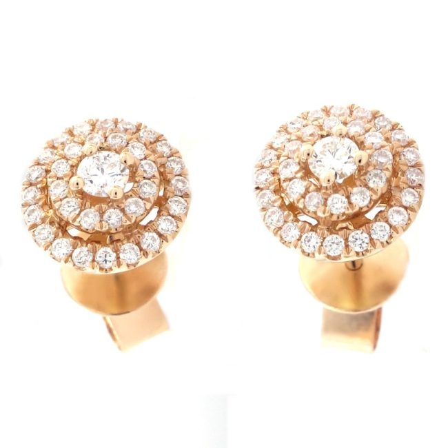 0.34 Ct 18K Rose Gold Stud Diamond Earrings