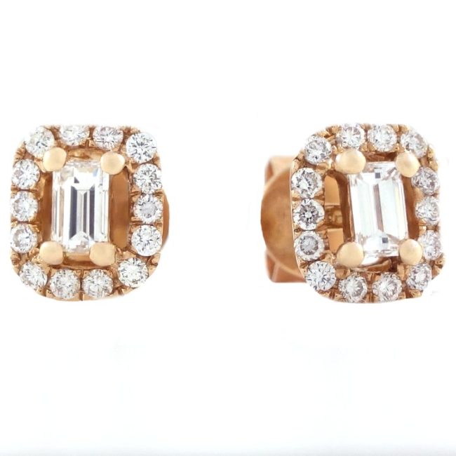 0.55 Carats Rose Gold Stud Diamond Earrings