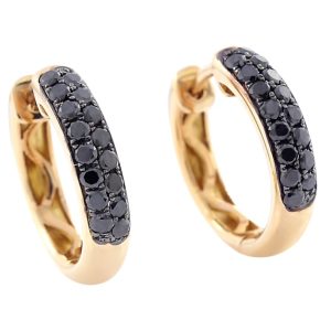 18K Rose Gold 0.39 Ct Black Diamond Earrings