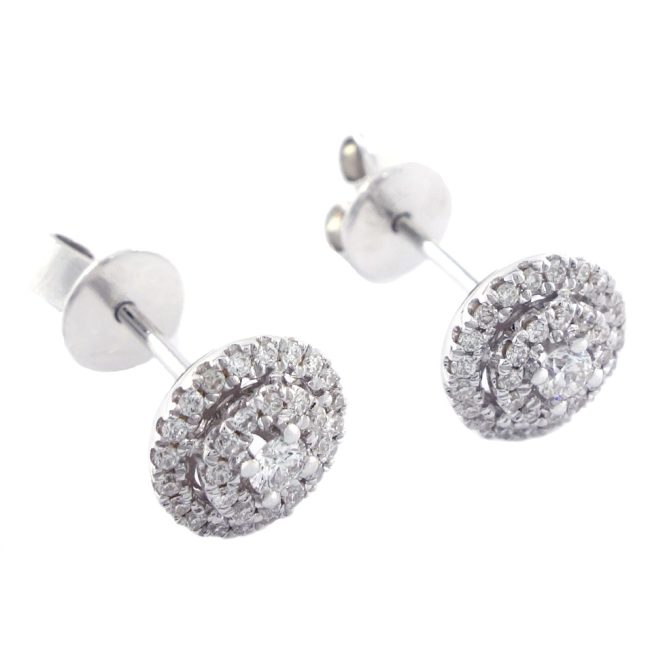 0.34 Ct 18K White Gold Stud Diamond Earrings