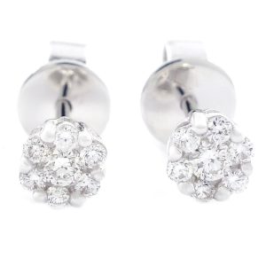 0.20 Cts 18K White Gold Stud Diamond Earrings