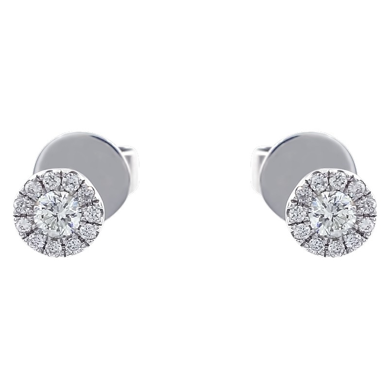 Solitaire earrings with 1.00 carat diamonds in white gold - BAUNAT