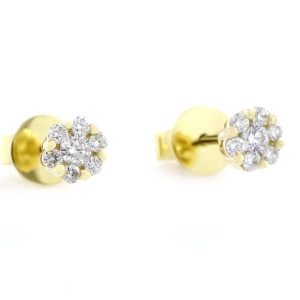 0.20 Cts Yellow Gold Stud Diamond Earrings