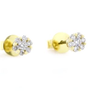 Pendientes de diamantes de oro amarillo de 0.20 quilates