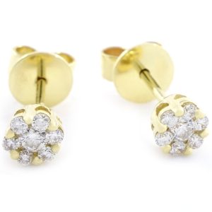 0.20 Cts Yellow Gold Stud Diamond Earrings