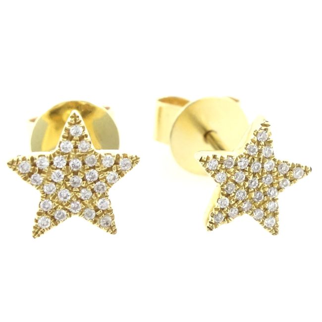 The Yellow Gold Star Stud Diamond Earrings