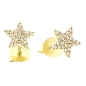 The Yellow Gold Star Stud Diamond Earrings