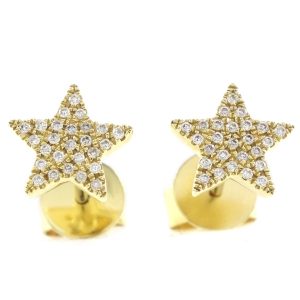 The Yellow Gold Star Stud Diamond Earrings