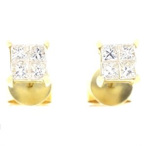 Pendientes de diamantes de oro amarillo de 0.38 quilates