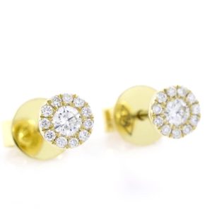 Pendientes de diamantes de oro amarillo de 0.16 quilates